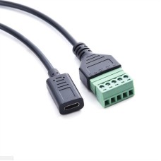 USB-C Jack to 5 Pin / Way Terminal Block, Pluggable Type Adaptor Cable USB-C Jack to 5 Pin / Way Terminal Block, Pluggable Type Adaptor Cable