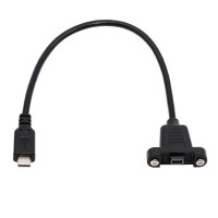 28mm pitch Panel Mount USB2.0 Mini 5Pin Female to Type-C USB-C Male Power / Data Cable 28mm pitch Panel Mount USB2.0 Mini 5Pin Female to Type-C USB-C Male Power / Data Cable