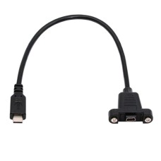 28mm pitch Panel Mount USB2.0 Mini 5Pin Female to Type-C USB-C Male Power / Data Cable 28mm pitch Panel Mount USB2.0 Mini 5Pin Female to Type-C USB-C Male Power / Data Cable