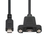 28mm Pitch Panel Mount USB2.0 Micro 5Pin Female to Type-C USB-C Male Power / Data Cable 28mm Pitch Panel Mount USB2.0 Micro 5Pin Female to Type-C USB-C Male Power / Data Cable