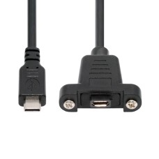 28mm Pitch Panel Mount USB2.0 Micro 5Pin Female to Type-C USB-C Male Power / Data Cable 28mm Pitch Panel Mount USB2.0 Micro 5Pin Female to Type-C USB-C Male Power / Data Cable