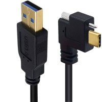 USB 3.0 Type A to Right Angle and Single Screw Locking Panel Mount USB Type C Cable USB 3.0 Type A to Right Angle and Single Screw Locking Panel Mount USB Type C Cable