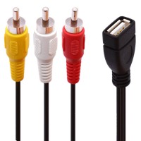 USB (Type A Female) to RCA cable / USB 2.0 A Male to 3 RCA Female Jack Audio Video AV Composite Adapter USB (Type A Female) to RCA cable / USB 2.0 A Male to 3 RCA Female Jack Audio Video AV Composite Adapter