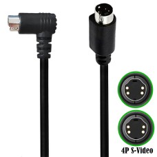 Right-Angle S-Video Mini DIN 4PIN (Separate Video) male to Straight S-Video male cable