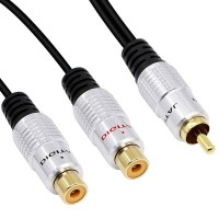 Short RCA Male Plug to 2 RCA Female Jack Stereo adapter cable Short RCA Male Plug to 2 RCA Female Jack Stereo adapter cable