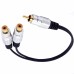 Short RCA Male Plug to 2 RCA Female Jack Stereo adapter cable Short RCA Male Plug to 2 RCA Female Jack Stereo adapter cable