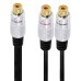 Short RCA Female Jack to 2 RCA Female Jack Stereo adapter cable