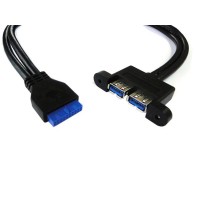 USB3.0 20Pin Female to Dual Port (Parallel) USB 3.0 A Female Panel Cable USB3.0 20Pin Female to Dual Port (Parallel) USB 3.0 A Female Panel Cable