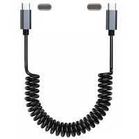 Retractable Tangle-Free Coiled USBC-C to USB-C Charge Cable for Smartphones / iPhone Retractable Tangle-Free Coiled USBC-C to USB-C Charge Cable for Smartphones / iPhone