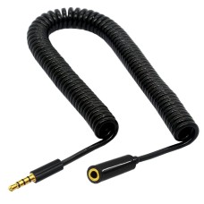 Coiled Spring Retractable 3.5mm 4 Pole TRRS 1/8" male to Female Stereo Cable