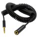 Coiled Spring Retractable 3.5mm 4 Pole TRRS 1/8" male to Female Stereo Cable