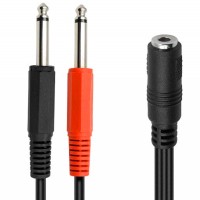 3.5mm 1/8" Aux Stereo Audio (TRS) Female to Dual 1/4 Inch 6.35mm Mono TS Male Y Splitter Cable