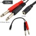 3.5mm 1/8" Aux Stereo Audio (TRS) Female to Dual 1/4 Inch 6.35mm Mono TS Male Y Splitter Cable 3.5mm 1/8" Aux Stereo Audio (TRS) Female to Dual 1/4 Inch 6.35mm Mono TS Male Y Splitter Cable