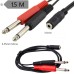 3.5mm 1/8" Aux Stereo Audio (TRS) Female to Dual 1/4 Inch 6.35mm Mono TS Male Y Splitter Cable 3.5mm 1/8" Aux Stereo Audio (TRS) Female to Dual 1/4 Inch 6.35mm Mono TS Male Y Splitter Cable