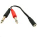 3.5mm 1/8" Aux Stereo Audio (TRS) Female to Dual 1/4 Inch 6.35mm Mono TS Male Y Splitter Cable 3.5mm 1/8" Aux Stereo Audio (TRS) Female to Dual 1/4 Inch 6.35mm Mono TS Male Y Splitter Cable