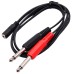 3.5mm 1/8" Aux Stereo Audio (TRS) Female to Dual 1/4 Inch 6.35mm Mono TS Male Y Splitter Cable 3.5mm 1/8" Aux Stereo Audio (TRS) Female to Dual 1/4 Inch 6.35mm Mono TS Male Y Splitter Cable