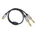 1/8" 3.5mm Aux Stereo Audio (TRS) Female to Dual 1/4" 6.35mm Mono TS Male Y Splitter Cable 1/8" 3.5mm Aux Stereo Audio (TRS) Female to Dual 1/4" 6.35mm Mono TS Male Y Splitter Cable