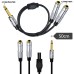 1/4" 6.35mm Mono Plug/Male to Dual 1/4" 6.35mm Jack/Female Splitter Adapter Cable 1/4" 6.35mm Mono Plug/Male to Dual 1/4" 6.35mm Jack/Female Splitter Adapter Cable