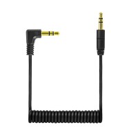 Coiled Audio Cable with 3.5mm TRS Right Angle to 3.5mm TRS Connector for Microphones, Headphones, Rodes, DJI Coiled Audio Cable with 3.5mm TRS Right Angle to 3.5mm TRS Connector for Microphones, Headphones, Rodes, DJI