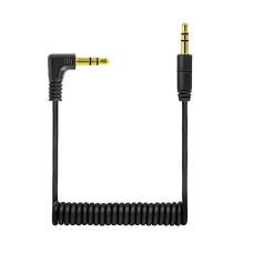 Coiled Audio Cable with 3.5mm TRS Right Angle to 3.5mm TRS Connector for Microphones, Headphones, Rodes, DJI