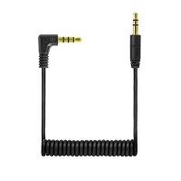 Coiled Right Angle 3.5mm TRRS to TRS Audio Cable for Microphones, Headphones, Rodes, DJI Coiled Right Angle 3.5mm TRRS to TRS Audio Cable for Microphones, Headphones, Rodes, DJI