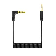 Coiled Right Angle 3.5mm TRRS to TRS Audio Cable for Microphones, Headphones, Rodes, DJI