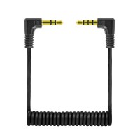 Dual Right Anlge Coiled 3.5mm TRRS to 3.5mm TRS Audio Cable for Microphones, Headphones, Rodes, DJI Dual Right Anlge Coiled 3.5mm TRRS to 3.5mm TRS Audio Cable for Microphones, Headphones, Rodes, DJI