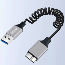 Coiled USB A to USB 3.0 Micro Male Cable for Smartphones / Hard Drives / External Disk Enclosures Coiled USB A to USB 3.0 Micro Male Cable for Smartphones / Hard Drives / External Disk Enclosures