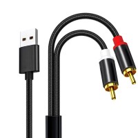 Nylon Braided USB-A to Dual RCA Stereo Audio Cable / Splitter Nylon Braided USB-A to Dual RCA Stereo Audio Cable / Splitter