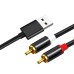 Nylon Braided USB-A to Dual RCA Stereo Audio Cable / Splitter Nylon Braided USB-A to Dual RCA Stereo Audio Cable / Splitter