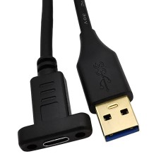 Panel Mount USB-C Socket to USB 3.0 Type A Male Extension Cable Panel Mount USB-C Socket to USB 3.0 Type A Male Extension Cable