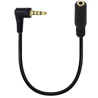 Right Angle 3.5mm 4 Pole Male to 3 Pole Female Stereo Headset Extension Cable for Phones, Headphones, Speakers, Tablets, PCs, MP3 Players and More Right Angle 3.5mm 4 Pole Male to 3 Pole Female Stereo Headset Extension Cable for Phones, Headphones, Speakers, Tablets, PCs, MP3 Players and More