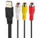USB (Type A Male) to RCA Female Jack cord / USB 2.0 A Male to 3 RCA Female Audio Video AV Composite Adapter