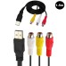 USB (Type A Male) to RCA Female Jack cord / USB 2.0 A Male to 3 RCA Female Audio Video AV Composite Adapter