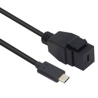 USB Keystone Jack Cable, Type-C Male to Type-C Female Panel Mount Insert Adapter USB Keystone Jack Cable, Type-C Male to Type-C Female Panel Mount Insert Adapter