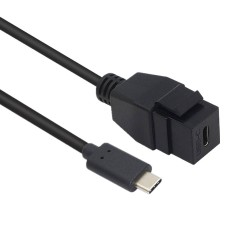 USB Keystone Jack Cable, Type-C Male to Type-C Female Panel Mount Insert Adapter USB Keystone Jack Cable, Type-C Male to Type-C Female Panel Mount Insert Adapter