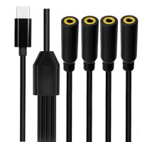 USB Type-C to 4-Port 3.5mm Female Audio Splitter Cable (1-in-4-out) USB Type-C to 4-Port 3.5mm Female Audio Splitter Cable (1-in-4-out)
