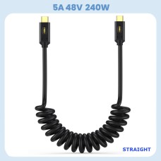 Coiled Stretchable Straight USB‑C to Right-Angle USB‑C USB4 Cable Coiled Stretchable Straight USB‑C to Right-Angle USB‑C USB4 Cable