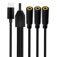 USB Type-C to Triple 3.5mm Female Audio Splitter Cable (1-in-3-out) USB Type-C to Triple 3.5mm Female Audio Splitter Cable (1-in-3-out)