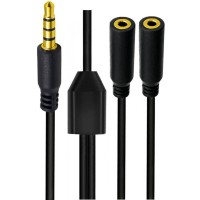1/8 inch 4-Pole/3-Ring TRRS 1 Male to Dual Female Stereo Audio Extension Cable / Splitter 1/8 inch 4-Pole/3-Ring TRRS 1 Male to Dual Female Stereo Audio Extension Cable / Splitter