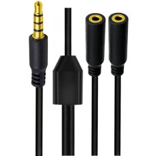 1/8 inch 4-Pole/3-Ring TRRS 1 Male to Dual Female Stereo Audio Extension Cable / Splitter