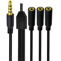 1/8 inch 4-Pole/3-Ring TRRS 1 Male to Triple Female Stereo Audio Extension Cable / Splitter 1/8 inch 4-Pole/3-Ring TRRS 1 Male to Triple Female Stereo Audio Extension Cable / Splitter
