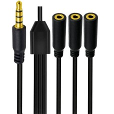 1/8 inch 4-Pole/3-Ring TRRS 1 Male to Triple Female Stereo Audio Extension Cable / Splitter