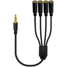 1/8 inch 4-Pole/3-Ring TRRS 1 Male to 4 Female Stereo Audio Extension Cable / Splitter