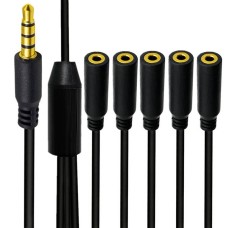 1/8 inch 4-Pole/3-Ring TRRS 1 Male to 5 Female Stereo Audio Extension Cable / Splitter