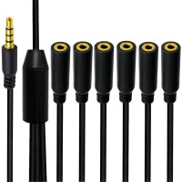 1/8 inch 4-Pole/3-Ring TRRS 1 Male to 6 Female Stereo Audio Extension Cable / Splitter