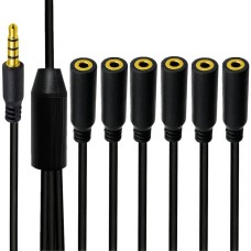 1/8 inch 4-Pole/3-Ring TRRS 1 Male to 6 Female Stereo Audio Extension Cable / Splitter