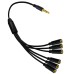1/8 inch 4-Pole/3-Ring TRRS 1 Male to 6 Female Stereo Audio Extension Cable / Splitter
