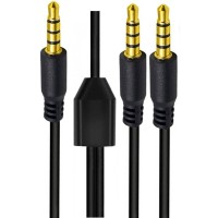 1 to 2-Ways 3.5mm (1/8") TRRS 4-Pole Male to 2-Male Stereo Audio Splitter Cable 1 to 2-Ways 3.5mm (1/8") TRRS 4-Pole Male to 2-Male Stereo Audio Splitter Cable