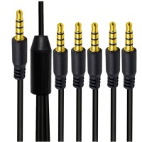 1 to 5-Ways 3.5mm (1/8") TRRS 4-Pole Male to 5-Male Stereo Audio Splitter Cable
